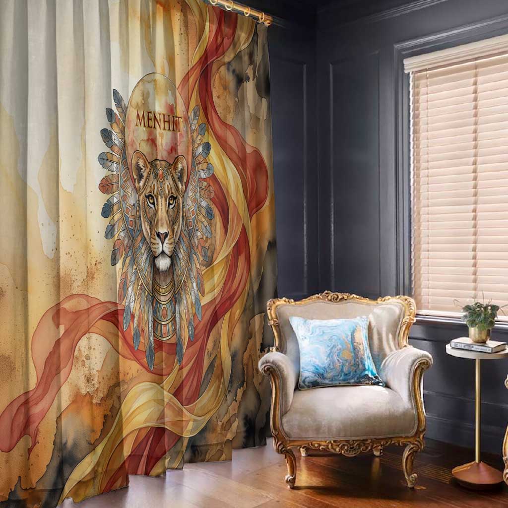 Menhit Window Curtain Lioness Warrior Goddess Uraeus Serpent Fire and Feathers Ancient Egyptian