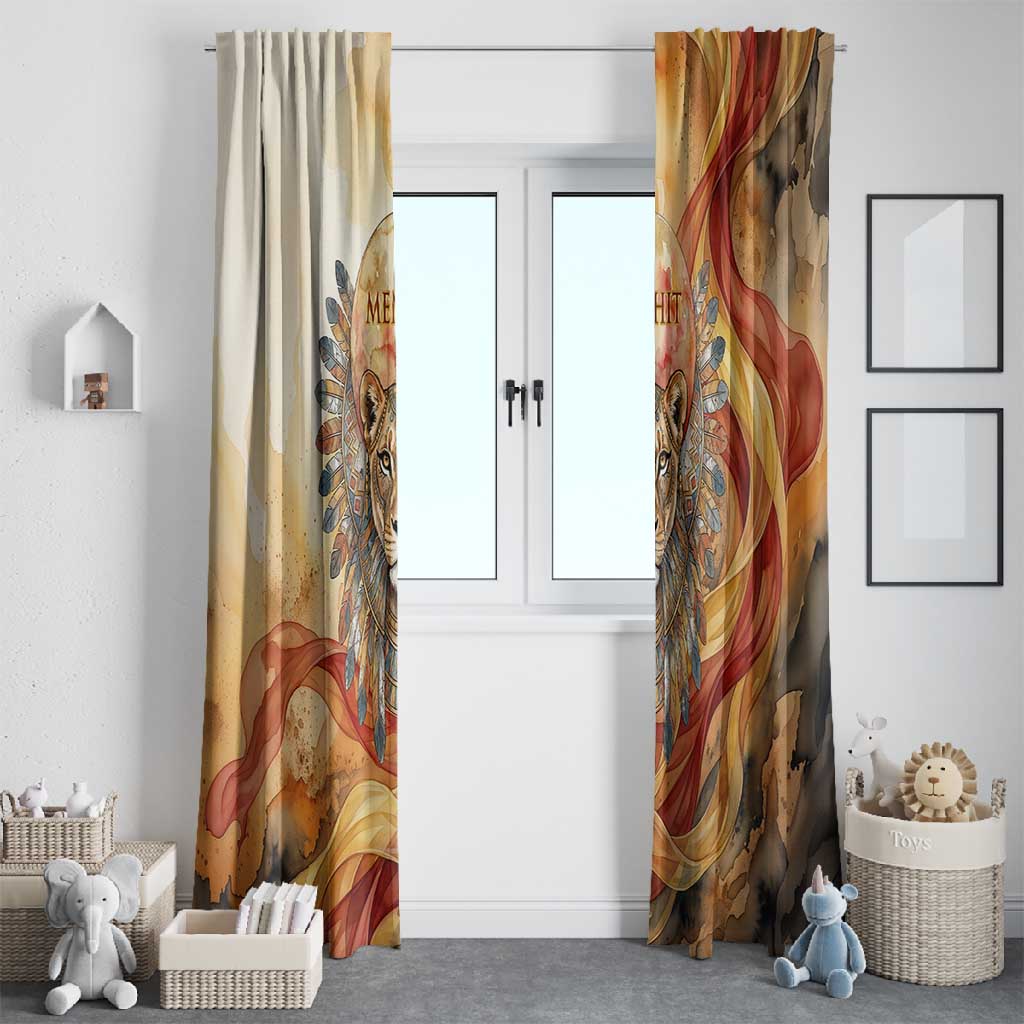 Menhit Window Curtain Lioness Warrior Goddess Uraeus Serpent Fire and Feathers Ancient Egyptian