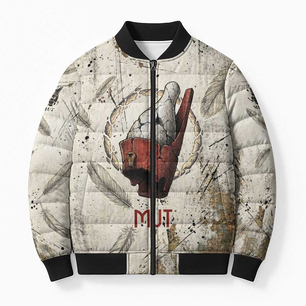 Mut Bomber Puffer Jacket Vulture Queen Egyptian Mother Goddess Wings Feathers