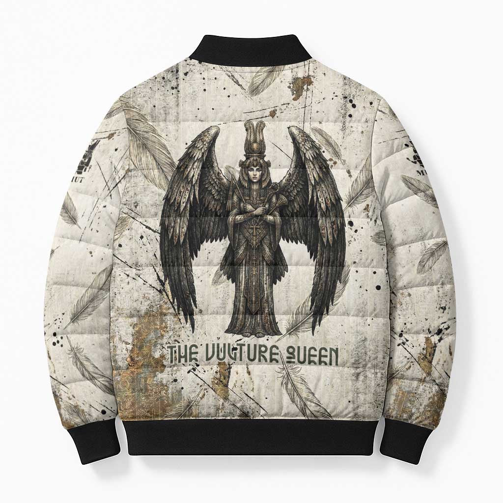 Mut Bomber Puffer Jacket Vulture Queen Egyptian Mother Goddess Wings Feathers