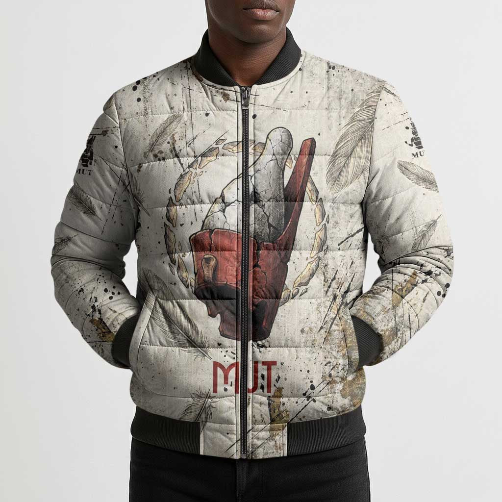 Mut Bomber Puffer Jacket Vulture Queen Egyptian Mother Goddess Wings Feathers