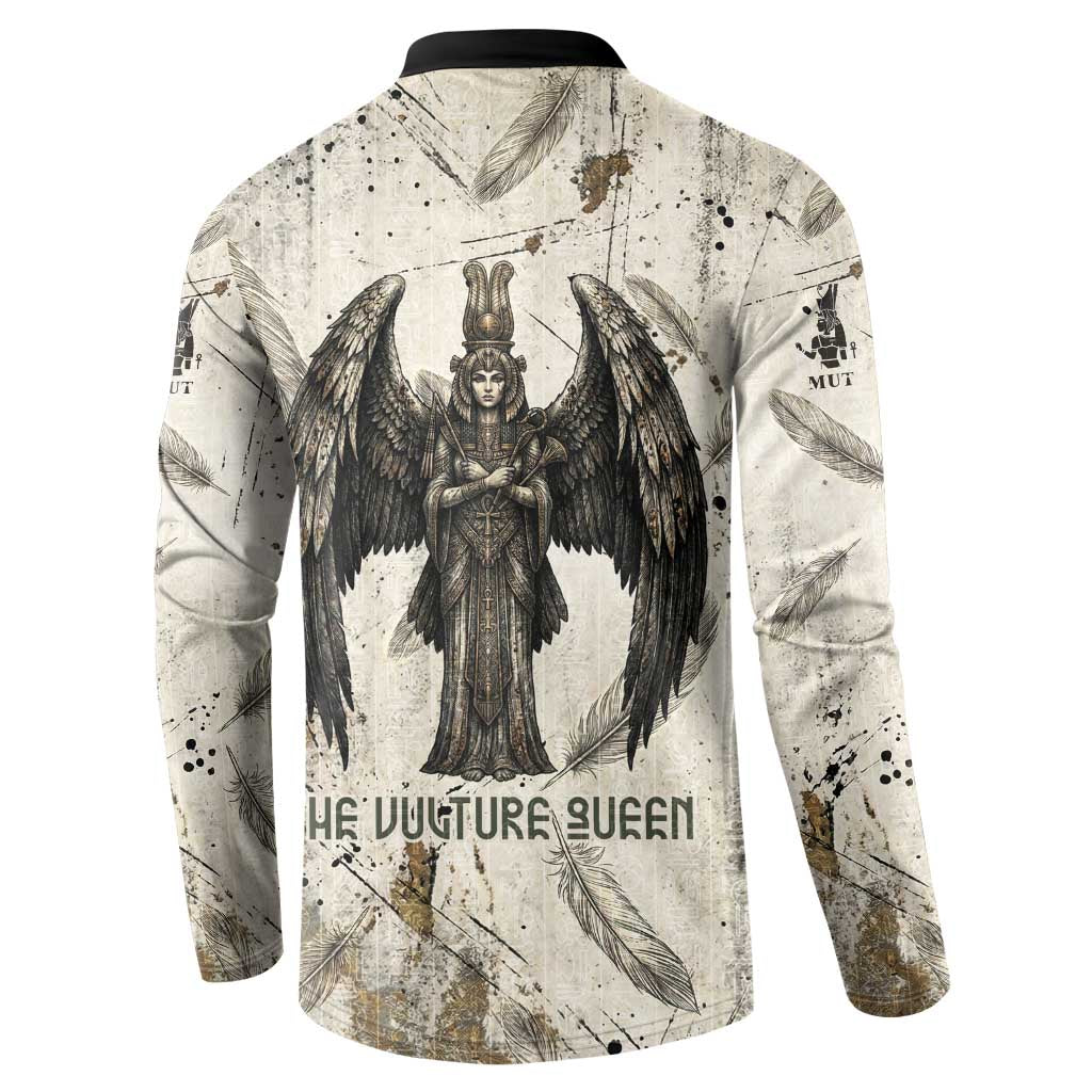 Mut Button Sweatshirt Vulture Queen Egyptian Mother Goddess Wings Feathers