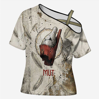 Mut Cross Shoulder Shirt Vulture Queen Egyptian Mother Goddess Wings Feathers