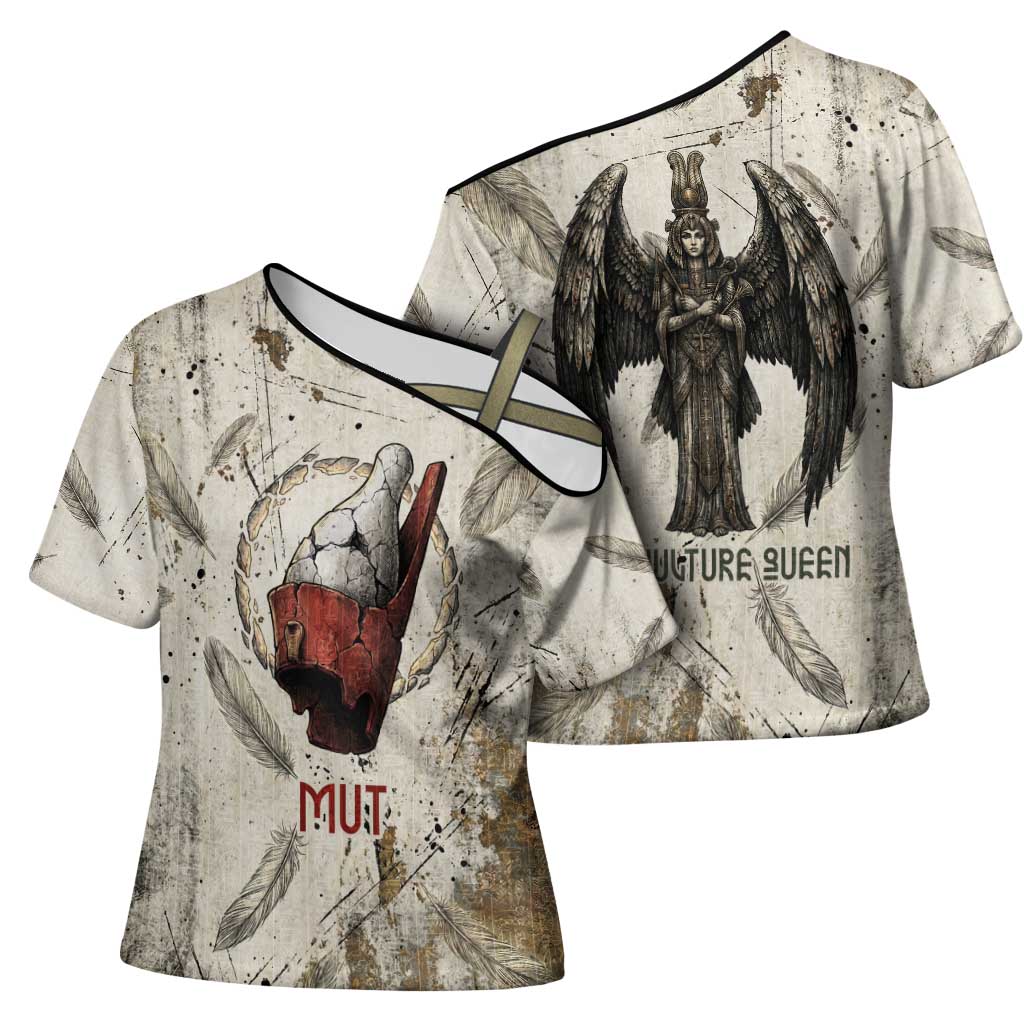 Mut Cross Shoulder Shirt Vulture Queen Egyptian Mother Goddess Wings Feathers