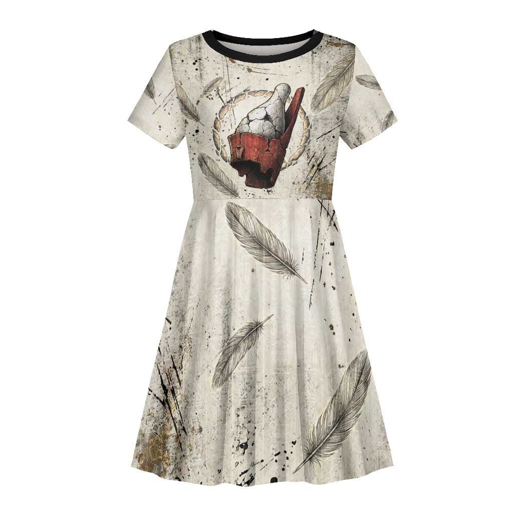 Mut Kid Short Sleeve Dress Vulture Queen Egyptian Mother Goddess Wings Feathers