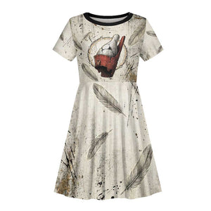 Mut Kid Short Sleeve Dress Vulture Queen Egyptian Mother Goddess Wings Feathers