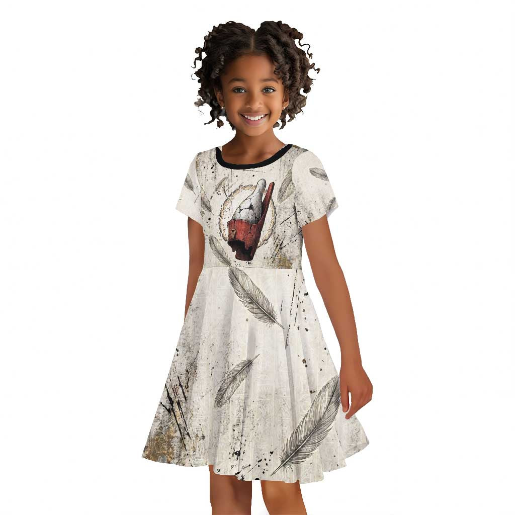 Mut Kid Short Sleeve Dress Vulture Queen Egyptian Mother Goddess Wings Feathers