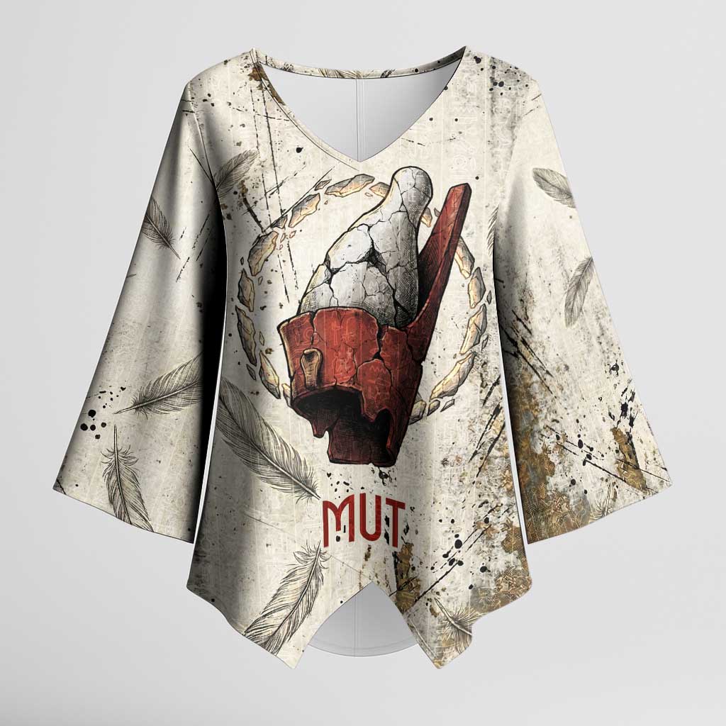 Mut Kimono Sleeve Blouse Vulture Queen Egyptian Mother Goddess Wings Feathers