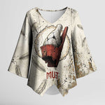 Mut Kimono Sleeve Blouse Vulture Queen Egyptian Mother Goddess Wings Feathers