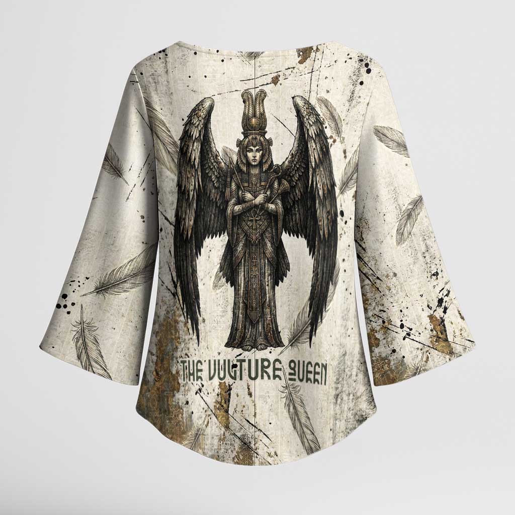 Mut Kimono Sleeve Blouse Vulture Queen Egyptian Mother Goddess Wings Feathers