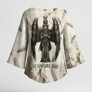 Mut Kimono Sleeve Blouse Vulture Queen Egyptian Mother Goddess Wings Feathers