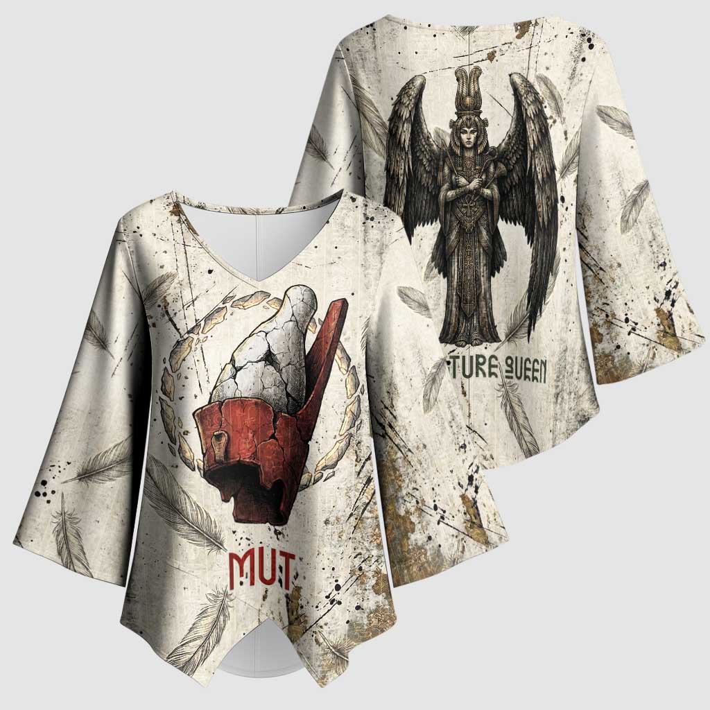 Mut Kimono Sleeve Blouse Vulture Queen Egyptian Mother Goddess Wings Feathers