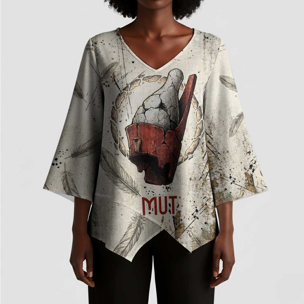 Mut Kimono Sleeve Blouse Vulture Queen Egyptian Mother Goddess Wings Feathers