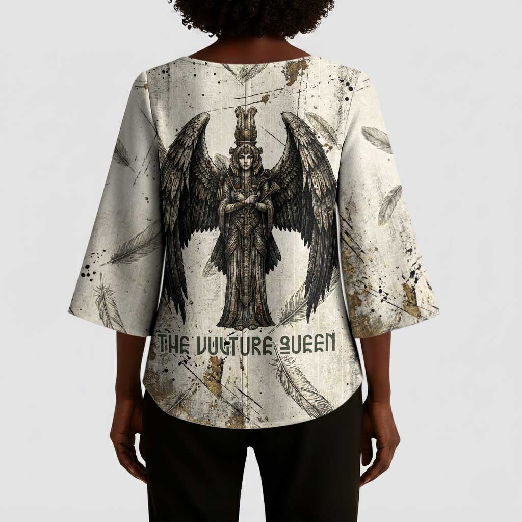 Mut Kimono Sleeve Blouse Vulture Queen Egyptian Mother Goddess Wings Feathers