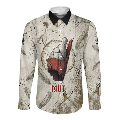 Mut Long Sleeve Button Shirt Vulture Queen Egyptian Mother Goddess Wings Feathers