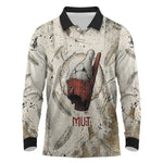 Mut Long Sleeve Polo Shirt Vulture Queen Egyptian Mother Goddess Wings Feathers