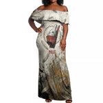 Mut Off Shoulder Maxi Dress Vulture Queen Egyptian Mother Goddess Wings Feathers