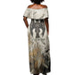 Mut Off Shoulder Maxi Dress Vulture Queen Egyptian Mother Goddess Wings Feathers