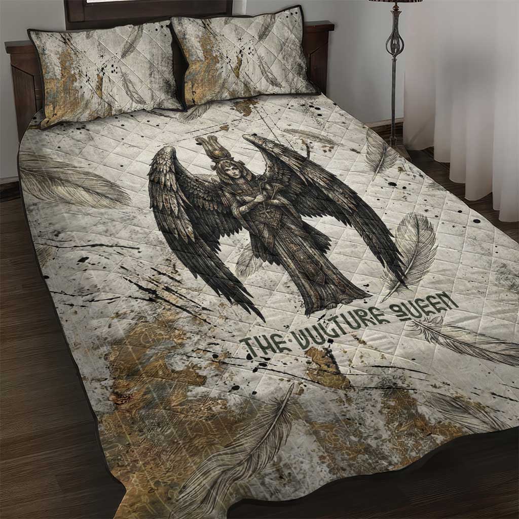 Mut Quilt Bed Set Vulture Queen Egyptian Mother Goddess Wings Feathers