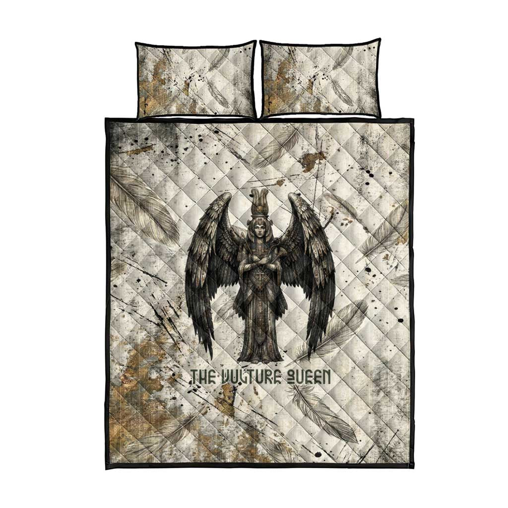 Mut Quilt Bed Set Vulture Queen Egyptian Mother Goddess Wings Feathers