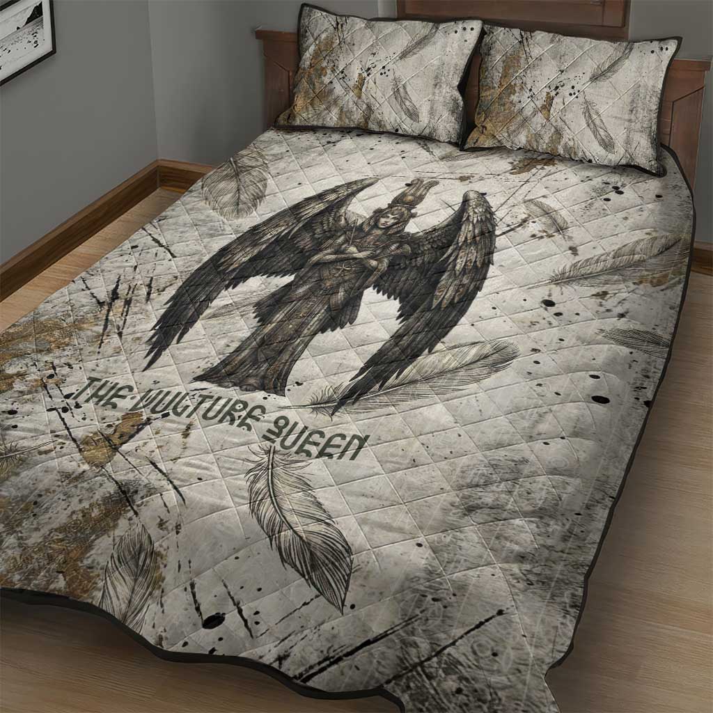 Mut Quilt Bed Set Vulture Queen Egyptian Mother Goddess Wings Feathers