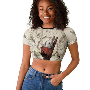 Mut Raglan Cropped T shirt Vulture Queen Egyptian Mother Goddess Wings Feathers