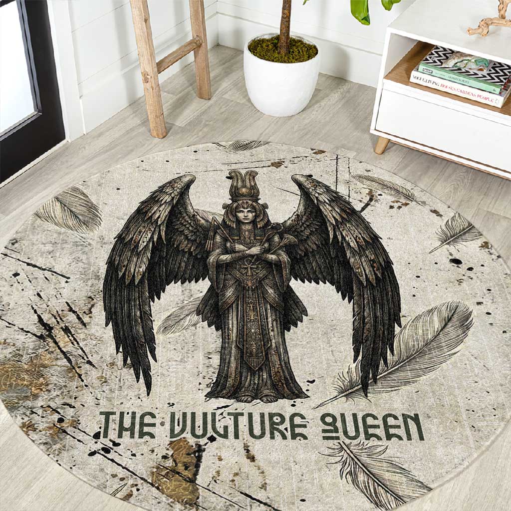 Mut Round Carpet Vulture Queen Egyptian Mother Goddess Wings Feathers