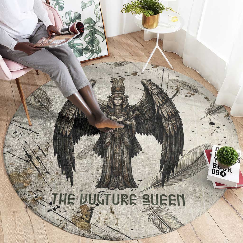 Mut Round Carpet Vulture Queen Egyptian Mother Goddess Wings Feathers