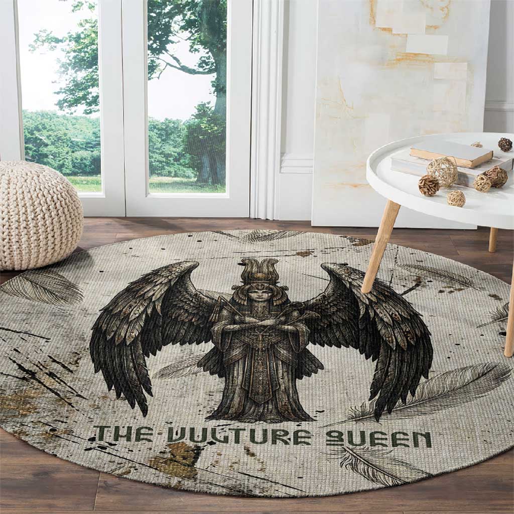 Mut Round Carpet Vulture Queen Egyptian Mother Goddess Wings Feathers