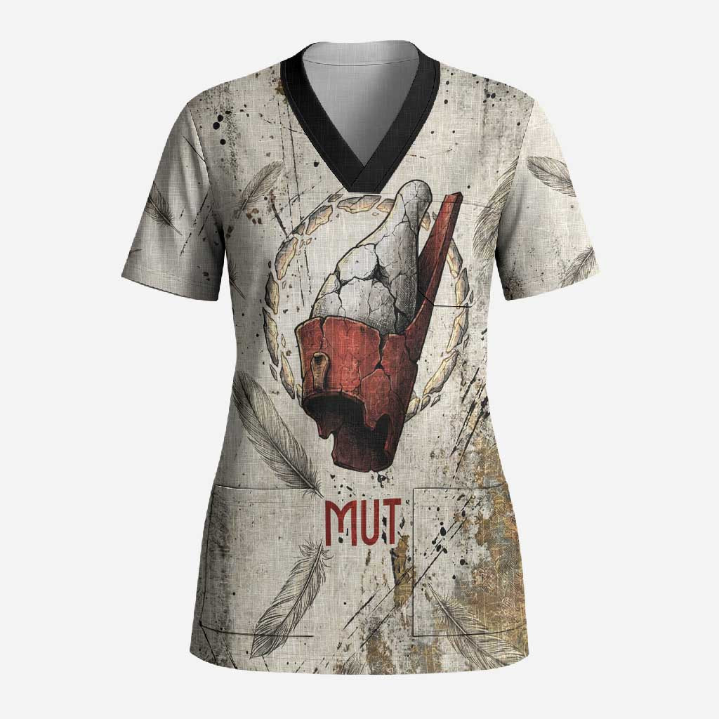 Mut Scrub Top Vulture Queen Egyptian Mother Goddess Wings Feathers