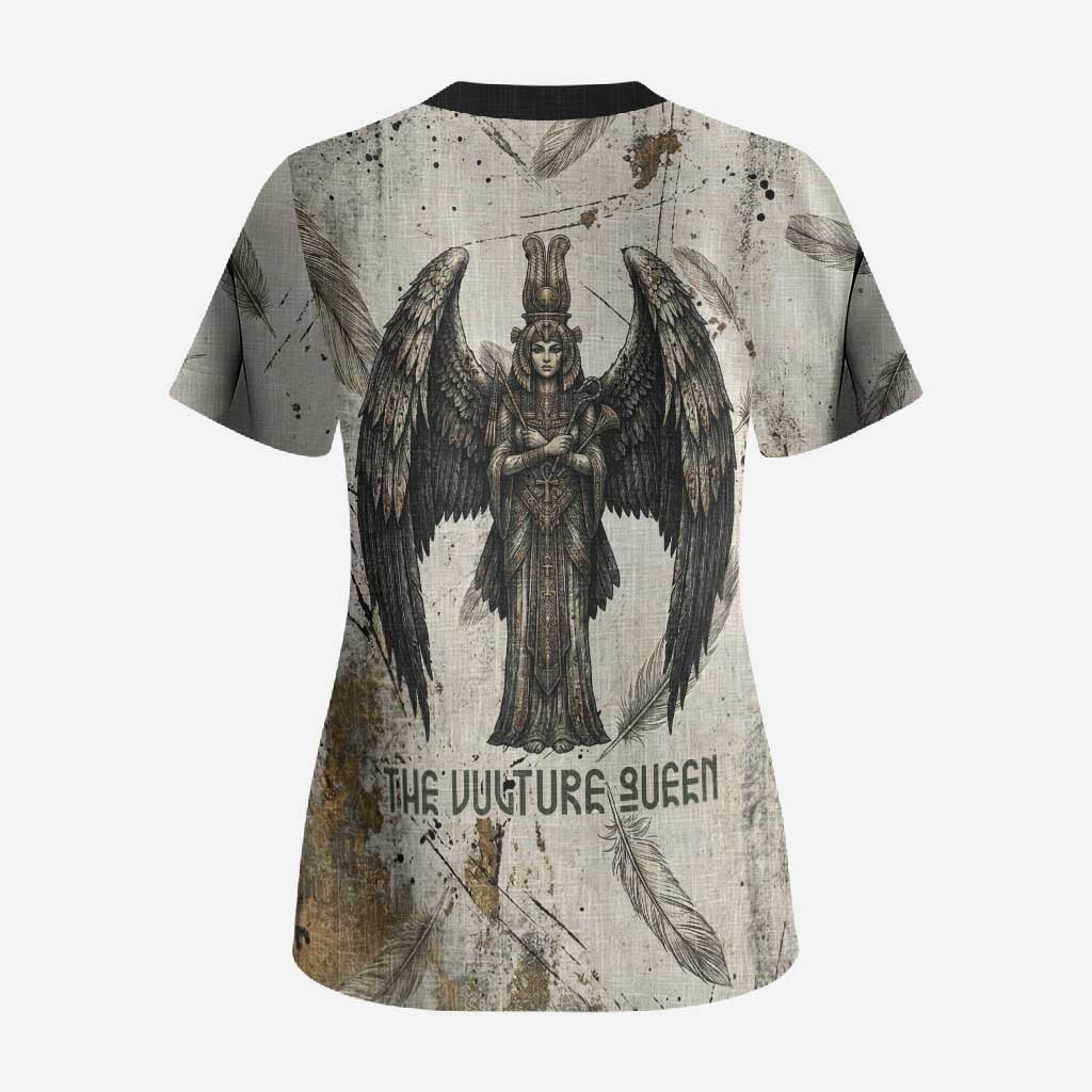 Mut Scrub Top Vulture Queen Egyptian Mother Goddess Wings Feathers