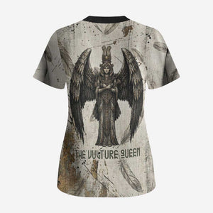 Mut Scrub Top Vulture Queen Egyptian Mother Goddess Wings Feathers