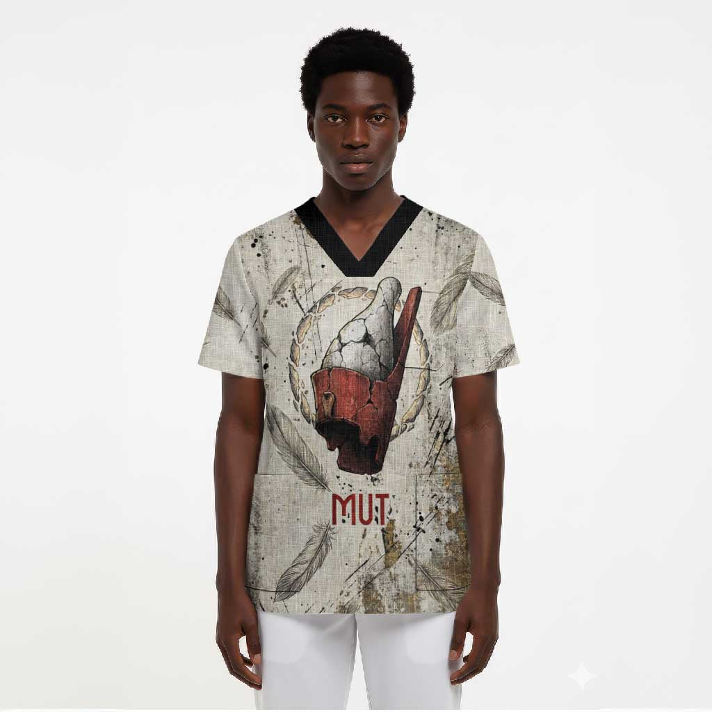 Mut Scrub Top Vulture Queen Egyptian Mother Goddess Wings Feathers