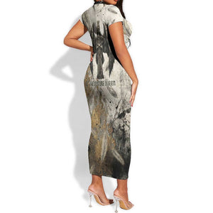Mut Short Sleeve Bodycon Dress Vulture Queen Egyptian Mother Goddess Wings Feathers