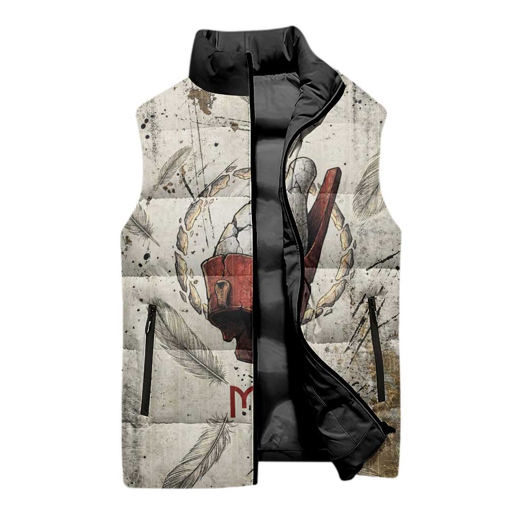 Mut Sleeveless Puffer Jacket Vulture Queen Egyptian Mother Goddess Wings Feathers