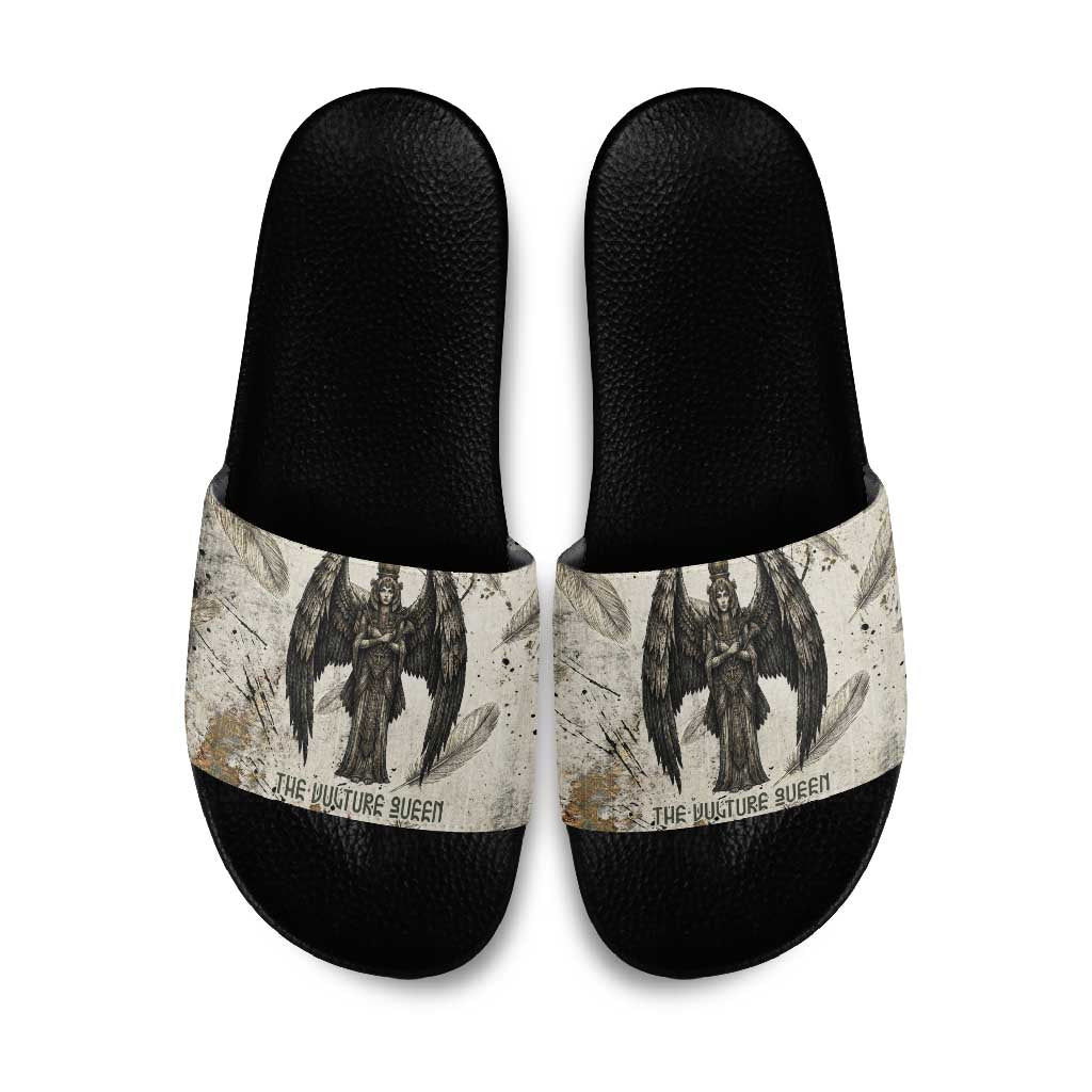 Mut Slide Sandals Vulture Queen Egyptian Mother Goddess Wings Feathers