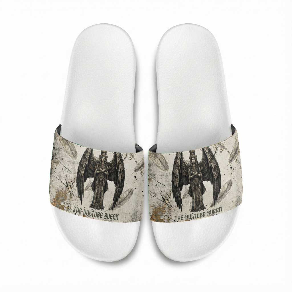 Mut Slide Sandals Vulture Queen Egyptian Mother Goddess Wings Feathers