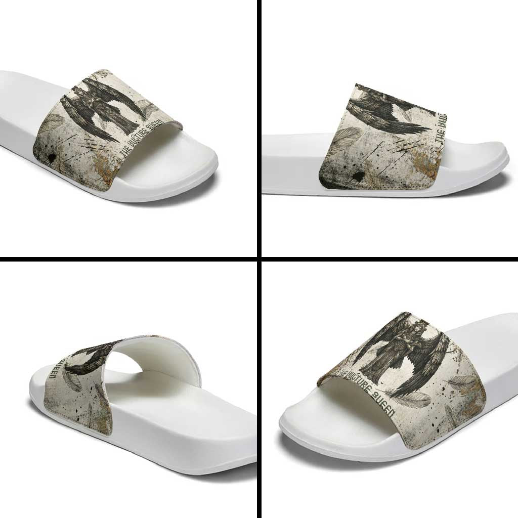 Mut Slide Sandals Vulture Queen Egyptian Mother Goddess Wings Feathers
