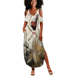 Mut Summer Maxi Dress Vulture Queen Egyptian Mother Goddess Wings Feathers