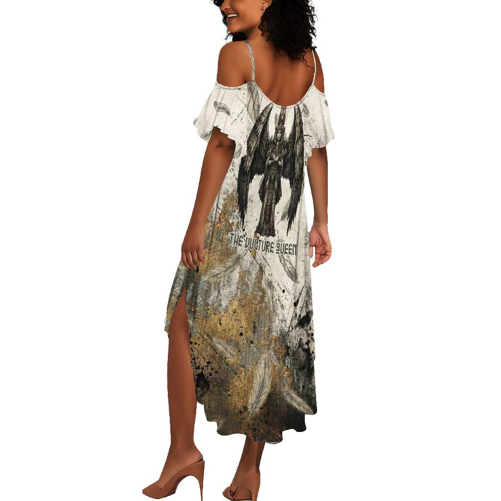 Mut Summer Maxi Dress Vulture Queen Egyptian Mother Goddess Wings Feathers