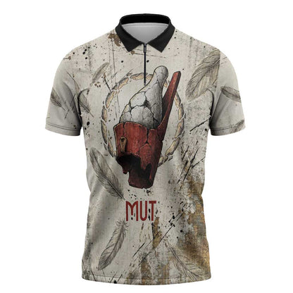 Mut Zipper Polo Shirt Vulture Queen Egyptian Mother Goddess Wings Feathers
