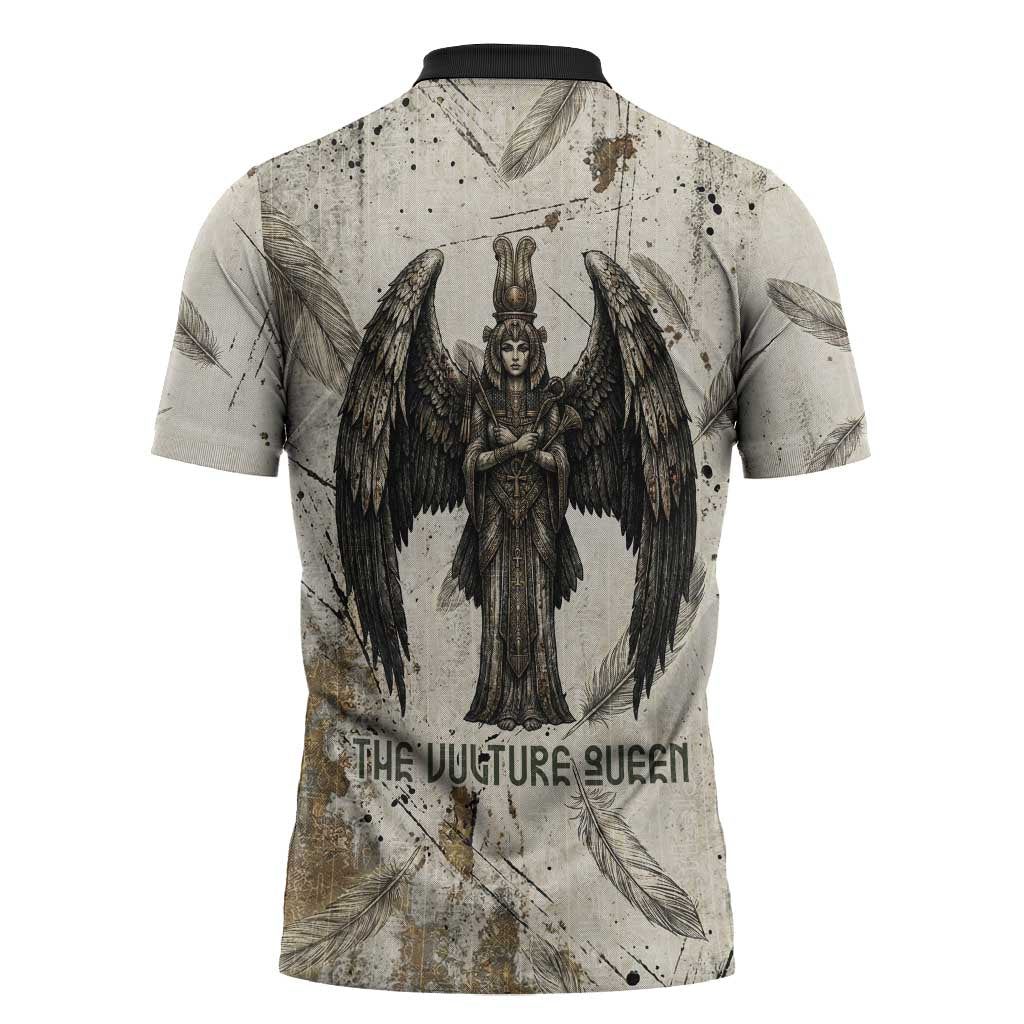 Mut Zipper Polo Shirt Vulture Queen Egyptian Mother Goddess Wings Feathers