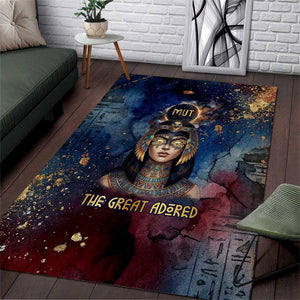 Mut Area Rug The Lioness of Thebes Egyptian Goddess Cosmic Crown Adorned Warrior Queen Design
