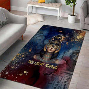 Mut Area Rug The Lioness of Thebes Egyptian Goddess Cosmic Crown Adorned Warrior Queen Design