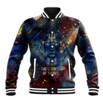Mut Baseball Jacket The Lioness of Thebes Egyptian Goddess Cosmic Crown Adorned Warrior Queen Design