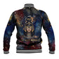 Mut Baseball Jacket The Lioness of Thebes Egyptian Goddess Cosmic Crown Adorned Warrior Queen Design