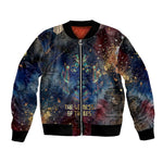 Mut Bomber Jacket The Lioness of Thebes Egyptian Goddess Cosmic Crown Adorned Warrior Queen Design