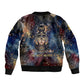 Mut Bomber Jacket The Lioness of Thebes Egyptian Goddess Cosmic Crown Adorned Warrior Queen Design