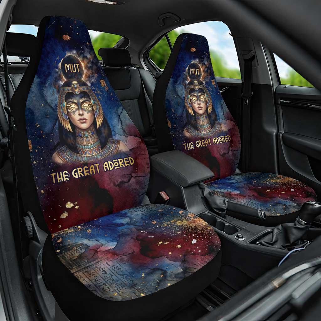 Mut Car Seat Cover The Lioness of Thebes Egyptian Goddess Cosmic Crown Adorned Warrior Queen Design