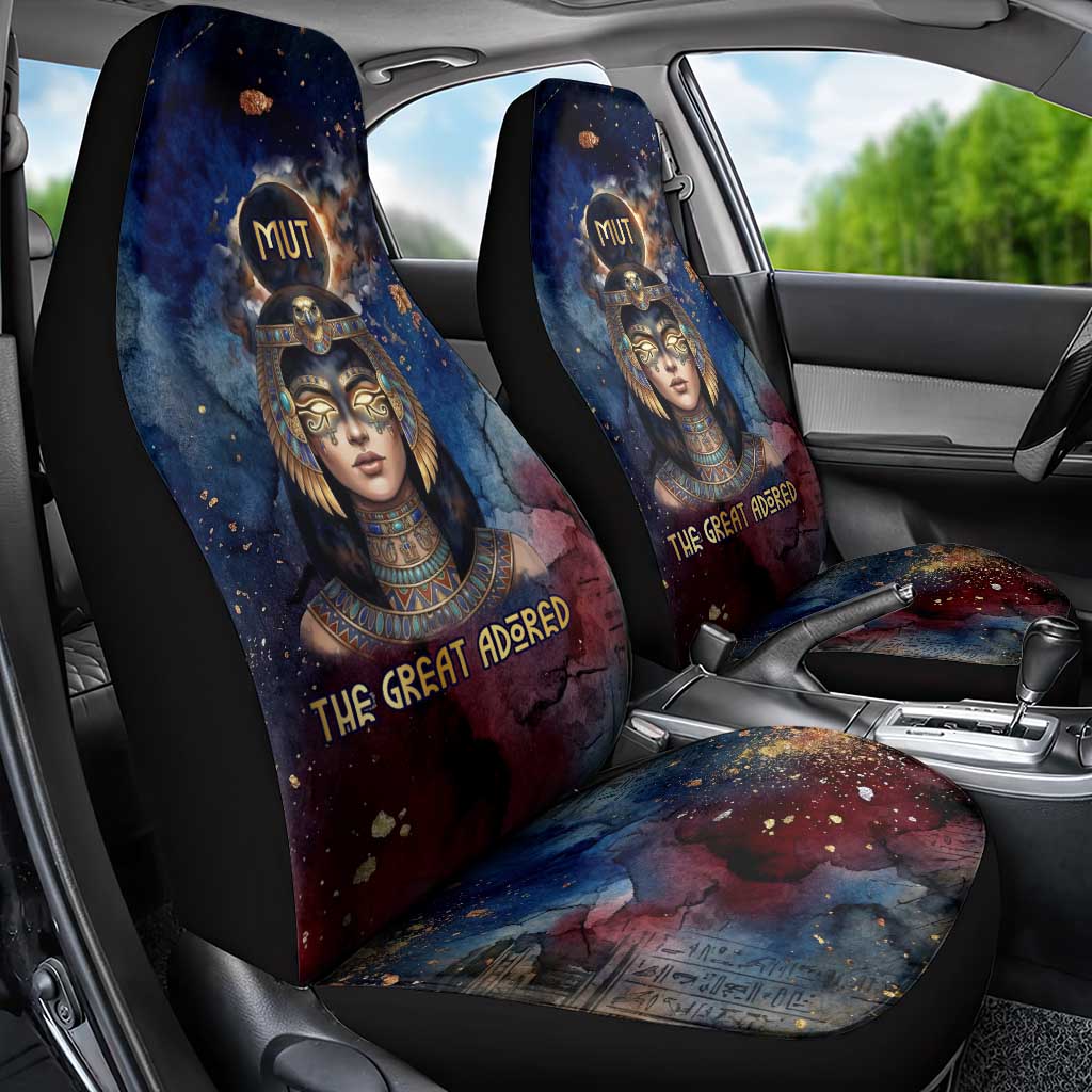 Mut Car Seat Cover The Lioness of Thebes Egyptian Goddess Cosmic Crown Adorned Warrior Queen Design